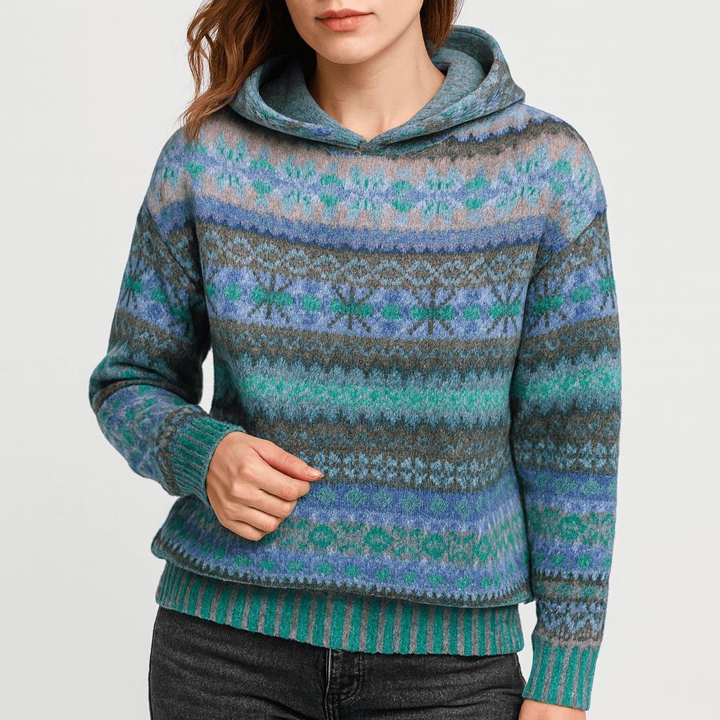 Bluza z kapturem dzianina Fair Isle