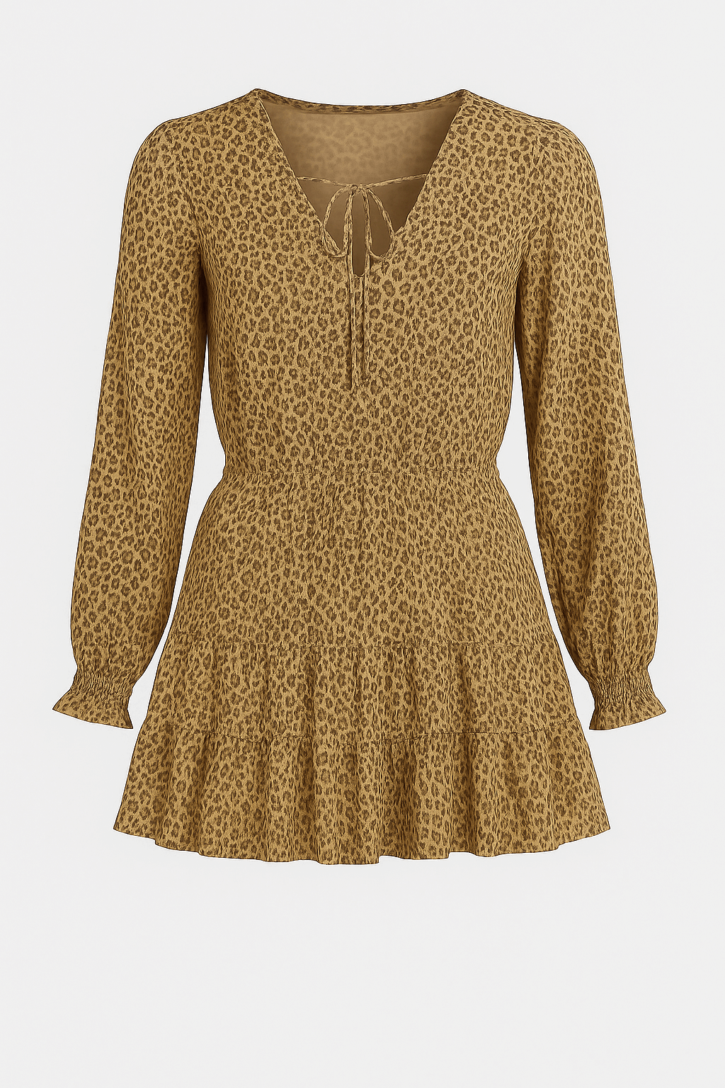 Rosie | Lekką szyfonowa sukienka mini z dekoltem i długim rękawem 0