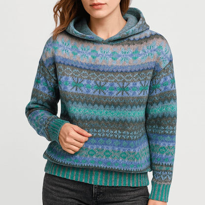 Bluza z kapturem dzianina Fair Isle