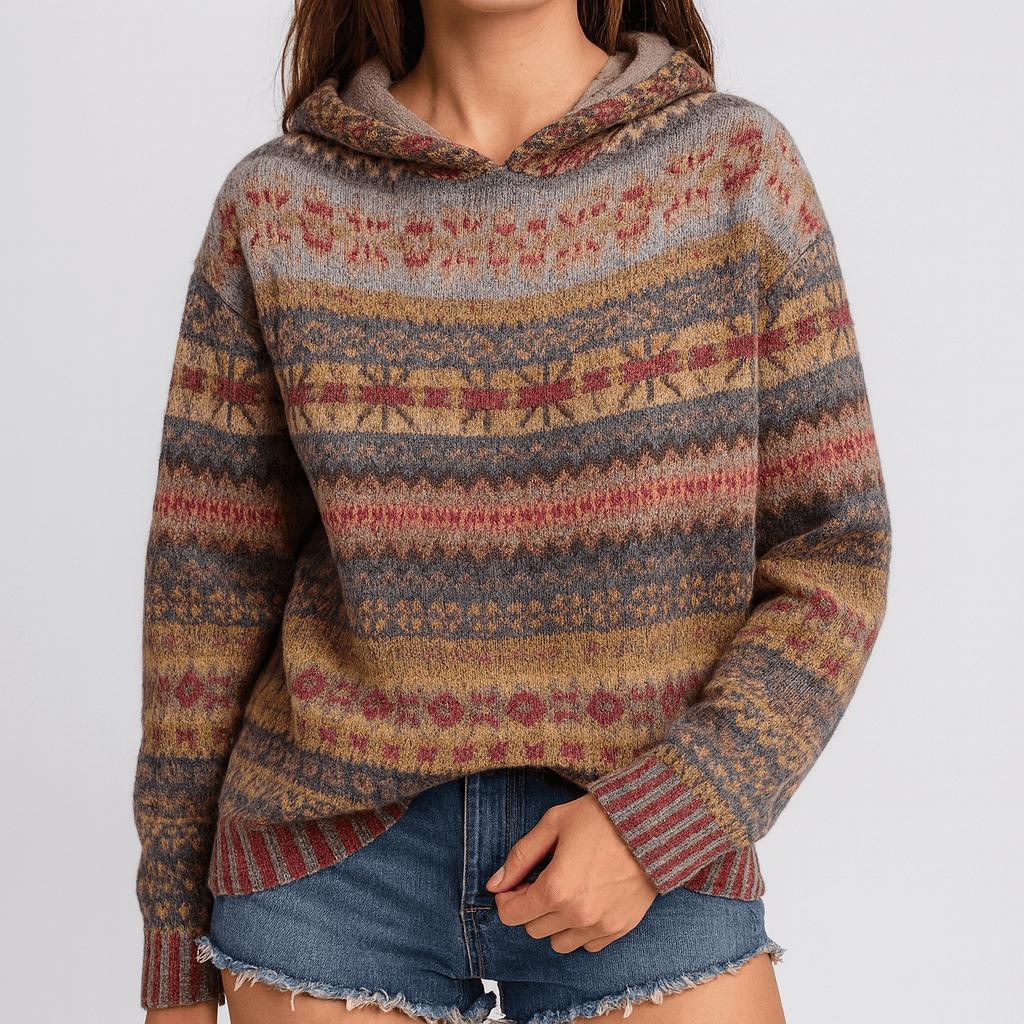Bluza z kapturem dzianina Fair Isle