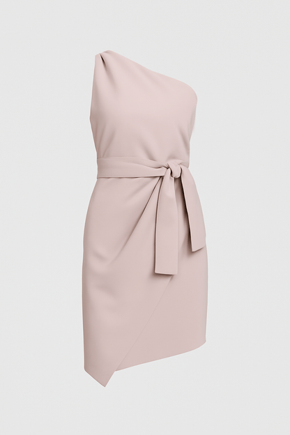Irene | Asymetryczna sukienka koktajlowa z paskiem 0