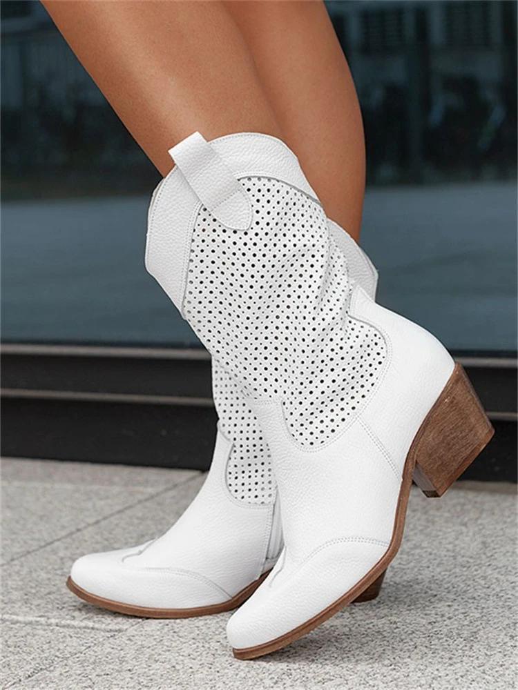 Perforowane buty kowbojskie
