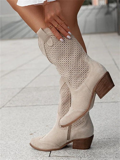 Perforowane buty kowbojskie