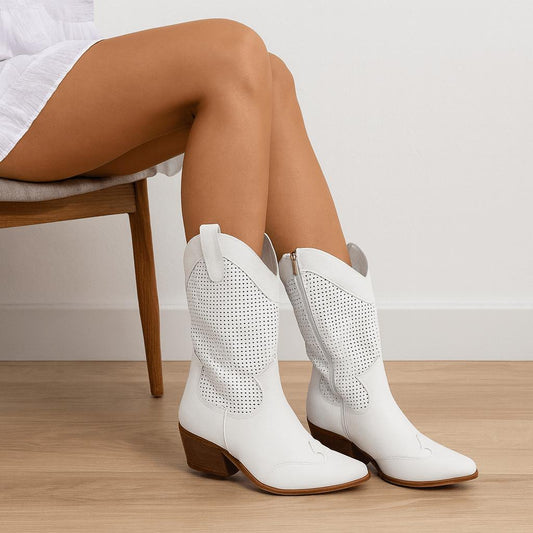 Perforowane buty kowbojskie