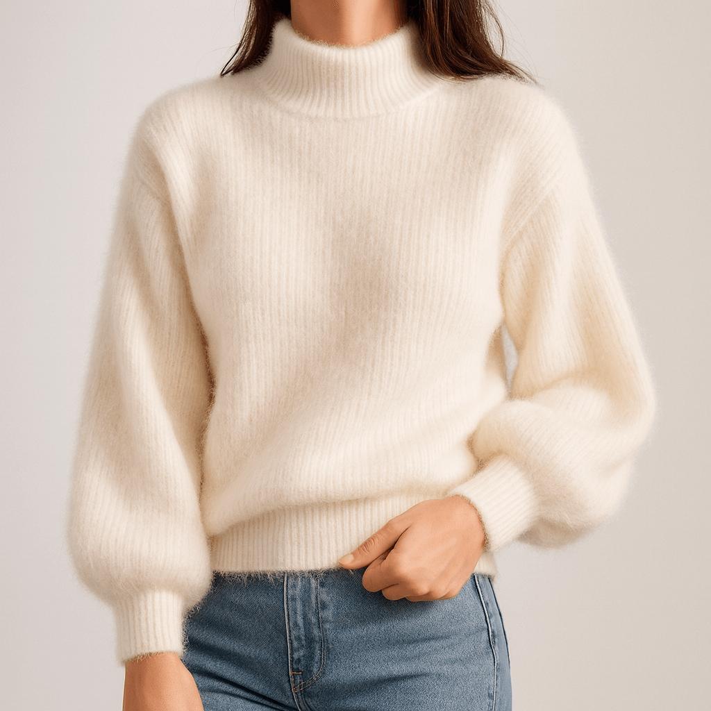 Puszysty sweter z golfem