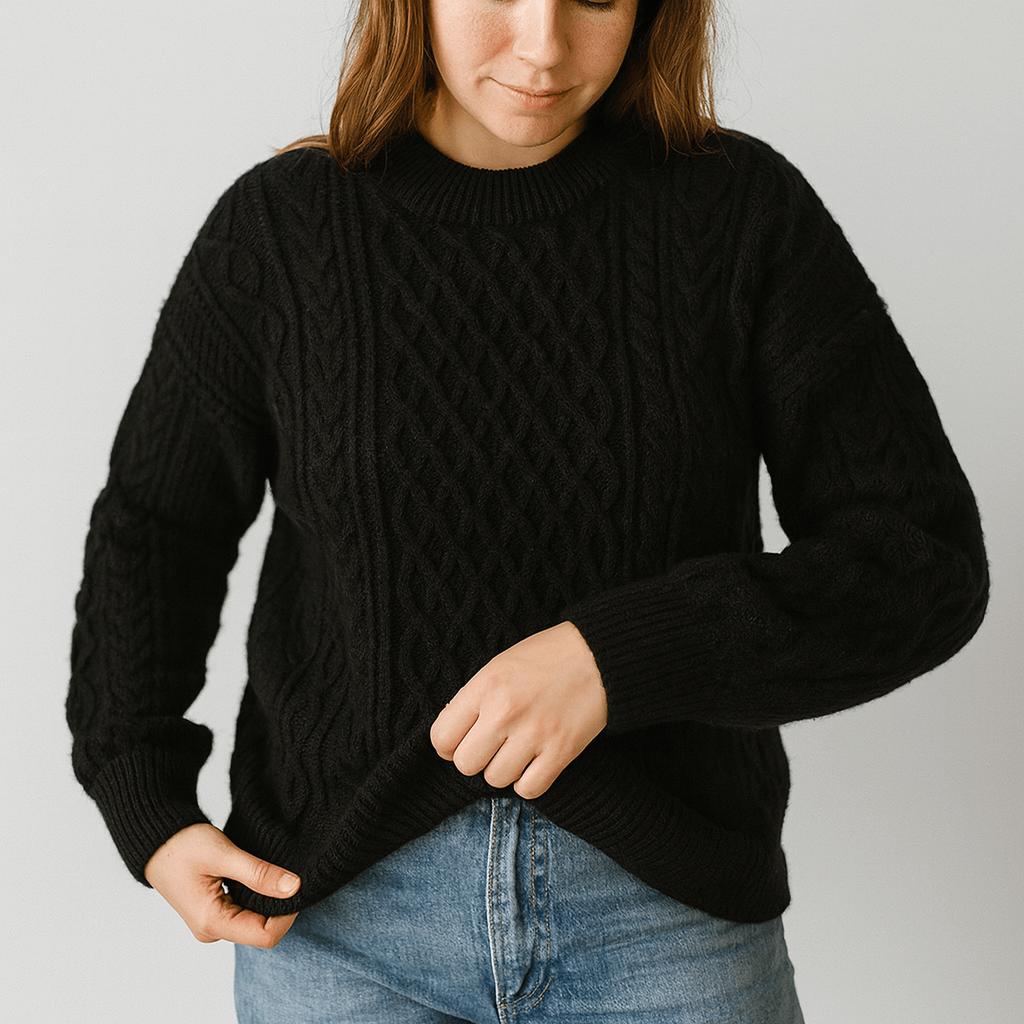 Sweter z wełny o splocie warkoczowym