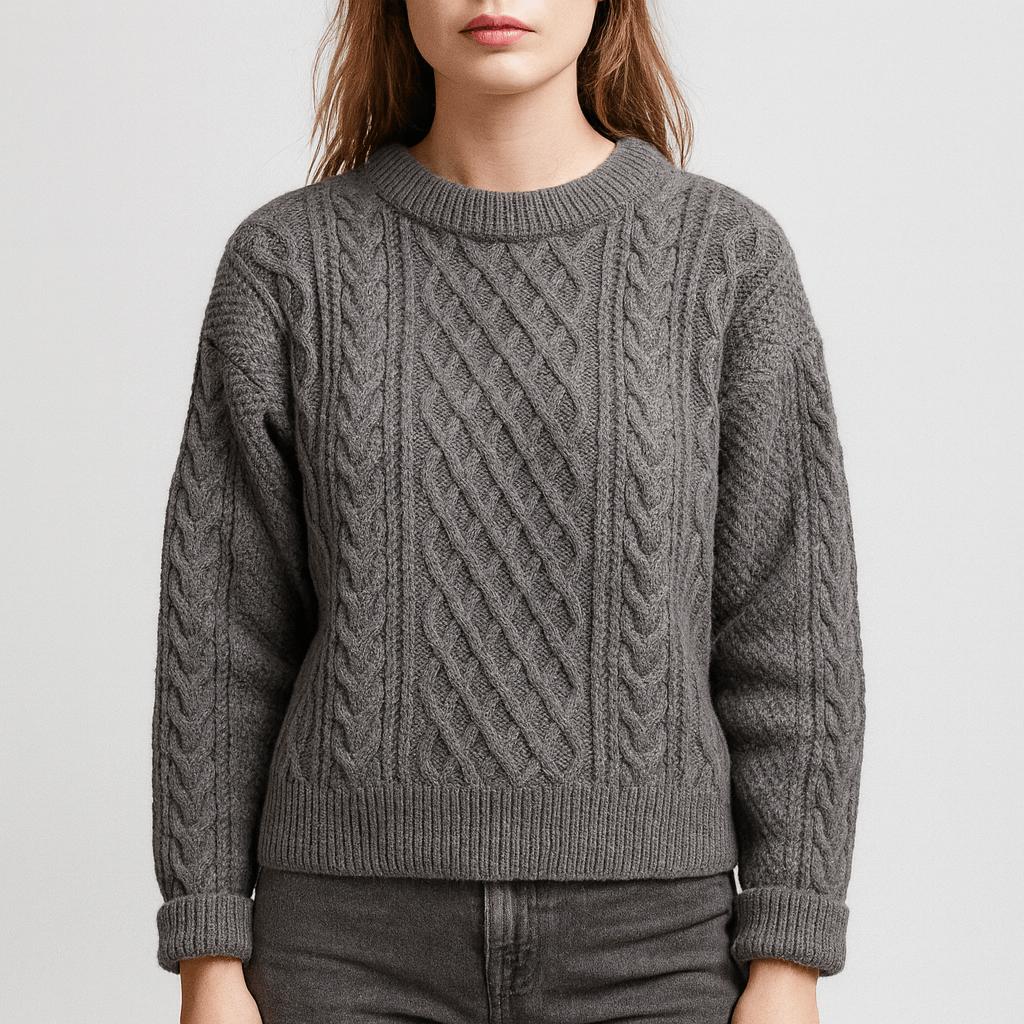 Sweter z wełny o splocie warkoczowym